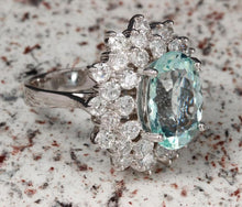 Load image into Gallery viewer, 9.14 Carats Natural Aquamarine and Diamond 14K Solid White Gold Ring