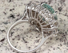 Load image into Gallery viewer, 9.14 Carats Natural Aquamarine and Diamond 14K Solid White Gold Ring
