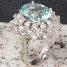 Load image into Gallery viewer, 9.14 Carats Natural Aquamarine and Diamond 14K Solid White Gold Ring