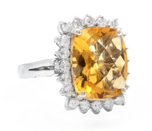 Load image into Gallery viewer, 8.75 Carats Natural Very Nice Looking Citrine and Diamond 14K Solid White Gold Ring