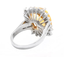 Load image into Gallery viewer, 8.75 Carats Natural Very Nice Looking Citrine and Diamond 14K Solid White Gold Ring