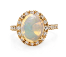 Load image into Gallery viewer, 5.10 Carats Natural Impressive Ethiopian Opal and Diamond 14K Solid Yellow Gold Ring