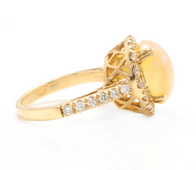Load image into Gallery viewer, 5.10 Carats Natural Impressive Ethiopian Opal and Diamond 14K Solid Yellow Gold Ring