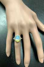 Load image into Gallery viewer, 5.10 Carats Natural Impressive Ethiopian Opal and Diamond 14K Solid Yellow Gold Ring