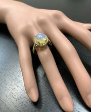 Load image into Gallery viewer, 5.10 Carats Natural Impressive Ethiopian Opal and Diamond 14K Solid Yellow Gold Ring
