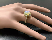 Load image into Gallery viewer, 5.10 Carats Natural Impressive Ethiopian Opal and Diamond 14K Solid Yellow Gold Ring