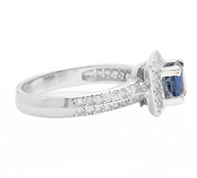 Load image into Gallery viewer, 1.50 Carats Exquisite Natural Ceylon Blue Sapphire and Diamond 14K Solid White Gold Ring