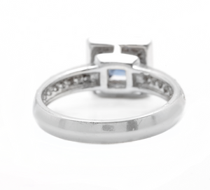 1.50 Carats Exquisite Natural Ceylon Blue Sapphire and Diamond 14K Solid White Gold Ring