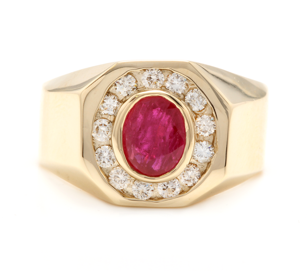 Galaxy Gold 14k Solid Yellow Gold Ring - 1.22 CTW Ruby & Diamonds, Handmade In USA, Gift Box
