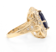 Load image into Gallery viewer, 6.70 Carats Exquisite Natural Blue Sapphire and Diamond 14K Solid Yellow Gold Ring