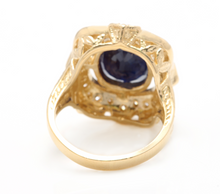 Load image into Gallery viewer, 6.70 Carats Exquisite Natural Blue Sapphire and Diamond 14K Solid Yellow Gold Ring