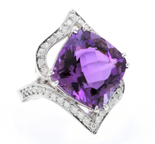 Load image into Gallery viewer, 14.70 Carats Natural Amethyst and Diamond 14K Solid White Gold Ring