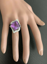 Load image into Gallery viewer, 14.70 Carats Natural Amethyst and Diamond 14K Solid White Gold Ring