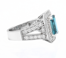 Load image into Gallery viewer, 5.95 Carats Natural Very Nice Looking Blue Zircon and Diamond 14K Solid White Gold Ring