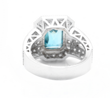 Load image into Gallery viewer, 5.95 Carats Natural Very Nice Looking Blue Zircon and Diamond 14K Solid White Gold Ring