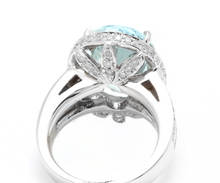Load image into Gallery viewer, 10.20 Carats Natural Impressive Natural Aquamarine and Diamond 14K White Gold Ring