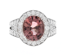 Load image into Gallery viewer, 6.00 Carats Natural Very Nice Looking Tourmaline and Diamond 14K Solid White Gold Ring