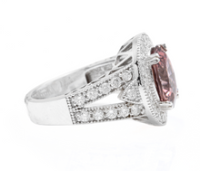 Load image into Gallery viewer, 6.00 Carats Natural Very Nice Looking Tourmaline and Diamond 14K Solid White Gold Ring