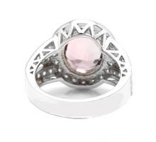 Load image into Gallery viewer, 6.00 Carats Natural Very Nice Looking Tourmaline and Diamond 14K Solid White Gold Ring