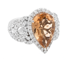 Load image into Gallery viewer, 7.15 Carats Natural Impressive Yellow Topaz and Diamond 14K White Gold Ring