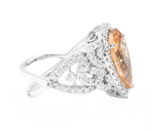 Load image into Gallery viewer, 7.15 Carats Natural Impressive Yellow Topaz and Diamond 14K White Gold Ring