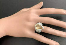 Load image into Gallery viewer, 7.15 Carats Natural Impressive Yellow Topaz and Diamond 14K White Gold Ring