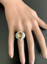 Load image into Gallery viewer, 7.15 Carats Natural Impressive Yellow Topaz and Diamond 14K White Gold Ring