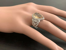 Load image into Gallery viewer, 7.15 Carats Natural Impressive Yellow Topaz and Diamond 14K White Gold Ring