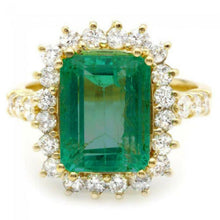 Load image into Gallery viewer, 5.50 Carats Natural Emerald and Diamond 14K Solid Yellow Gold Ring