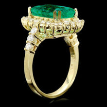 Load image into Gallery viewer, 5.50 Carats Natural Emerald and Diamond 14K Solid Yellow Gold Ring