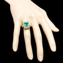 Load image into Gallery viewer, 5.50 Carats Natural Emerald and Diamond 14K Solid Yellow Gold Ring