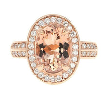 Load image into Gallery viewer, 4.10 Carats Impressive Natural Morganite and Diamond 14K Solid Rose Gold Ring