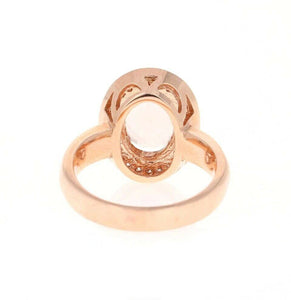 4.10 Carats Impressive Natural Morganite and Diamond 14K Solid Rose Gold Ring