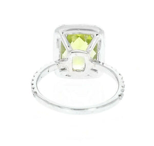 4.20 Carats Impressive Natural Peridot and Diamond 14K White Gold Ring