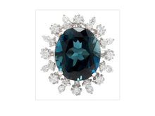 Load image into Gallery viewer, 11.80 Carats Exquisite London Blue Topaz and Diamond 14K Solid White Gold Ring
