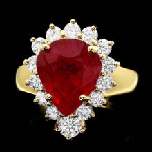 Load image into Gallery viewer, 7.00 Carats Natural Red Ruby and Diamond 14K Solid Yellow Gold Ring