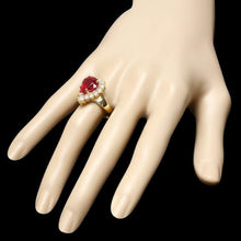Load image into Gallery viewer, 7.00 Carats Natural Red Ruby and Diamond 14K Solid Yellow Gold Ring
