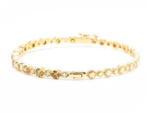 Very Impressive 1.84 Carats Natural Fancy Color Diamond 14K Solid Yellow Gold Bangle Bracelet