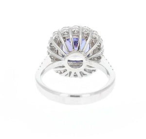 4.10 Carats Natural Very Nice Looking Tanzanite and Diamond 14K Solid White Gold Ring