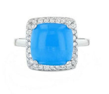 Load image into Gallery viewer, 3.50 Carats Impressive Natural Turquoise and Diamond 14K White Gold Ring