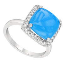 Load image into Gallery viewer, 3.50 Carats Impressive Natural Turquoise and Diamond 14K White Gold Ring
