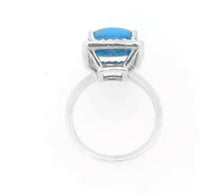Load image into Gallery viewer, 3.50 Carats Impressive Natural Turquoise and Diamond 14K White Gold Ring
