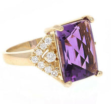 Load image into Gallery viewer, 14.60 Carats Natural Amethyst and Diamond 14K Solid Yellow Gold Ring
