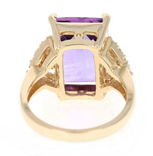 Load image into Gallery viewer, 14.60 Carats Natural Amethyst and Diamond 14K Solid Yellow Gold Ring