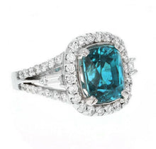 Load image into Gallery viewer, 9.75 Carats Natural Very Nice Looking Zircon and Diamond 14K Solid White Gold Ring