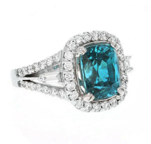 9.75 Carats Natural Very Nice Looking Zircon and Diamond 14K Solid White Gold Ring