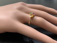 Load image into Gallery viewer, 1.60 Carats Natural Multi-Color Sapphire, Tsavorite and Diamond 14K Solid Yellow Gold Ring
