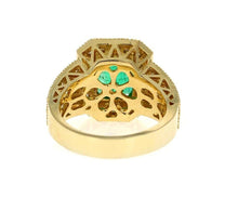 Load image into Gallery viewer, 4.40 Carats Natural Emerald and Diamond 14K Solid Yellow Gold Ring