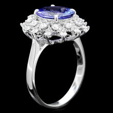 Load image into Gallery viewer, 3.10 Carats Natural Tanzanite and Diamond 14K Solid White Gold Ring