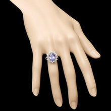 Load image into Gallery viewer, 3.10 Carats Natural Tanzanite and Diamond 14K Solid White Gold Ring